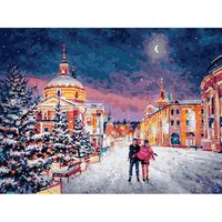 Картина по номерам "Снежная сказка в городе" (300х400 мм)