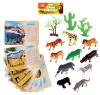 Набор животных с обучающими карточками "Дикие животные разных стран"