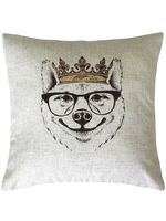Наволочка декоративная "Король собака в очках" (40х40 см; серый)