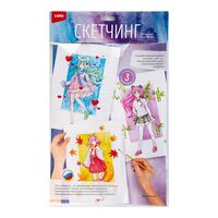 Скетчинг акварелью "Девушки Анимэ"