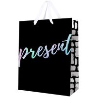Пакет бумажный подарочный "Present black" (11х14х6,5 см)