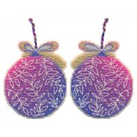 Набор для вышивания на пластиковой канве "Ёлочная игрушка. Сиреневый шар" (73х90 мм)