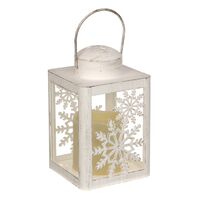 Светильник декоративный "Фонарь со снежинками" (белый)
