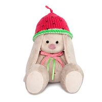 Мягкая игрушка "Зайка Ми в вязаной шапке Арбузик" (18 см)