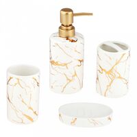 Набор для ванной комнаты "Мрамор" (4 предмета; белый)